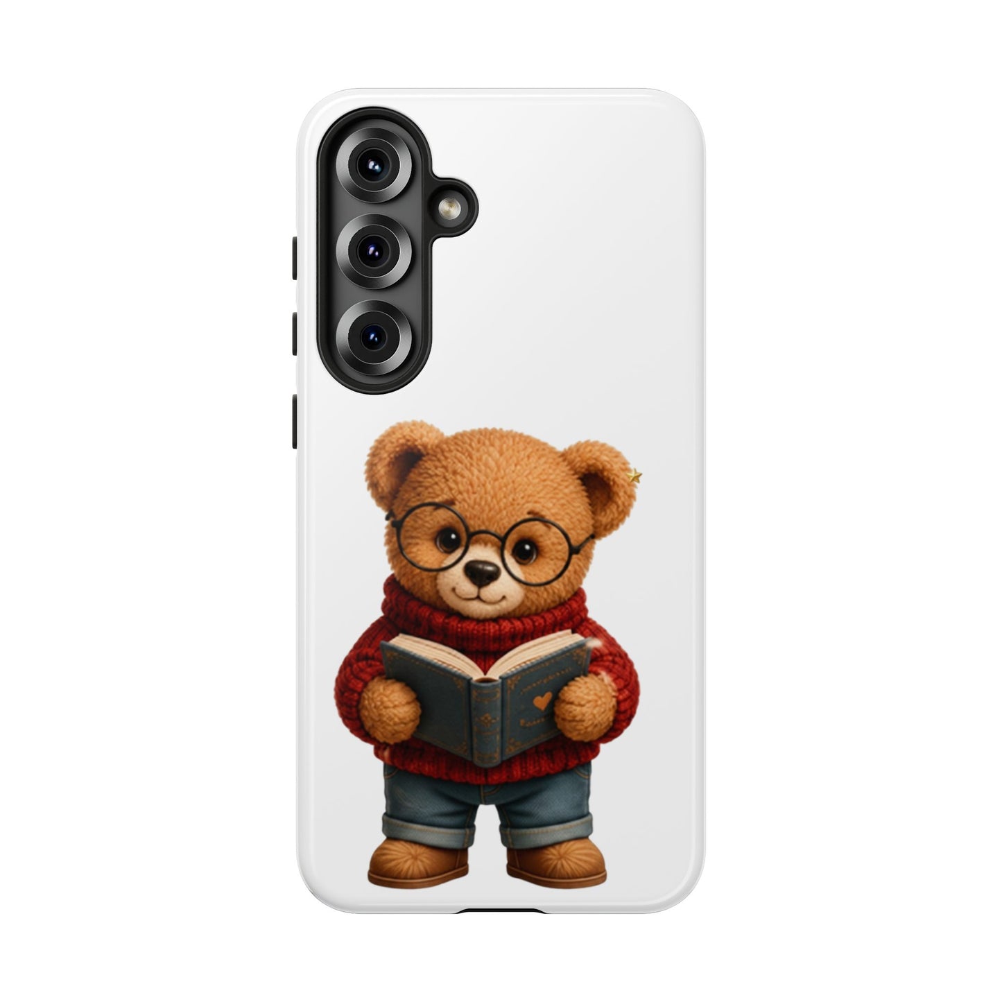 Personalized Teddy Bear Phone Case | Cute Book Lover iPhone & Samsung Case | Custom Name Floral