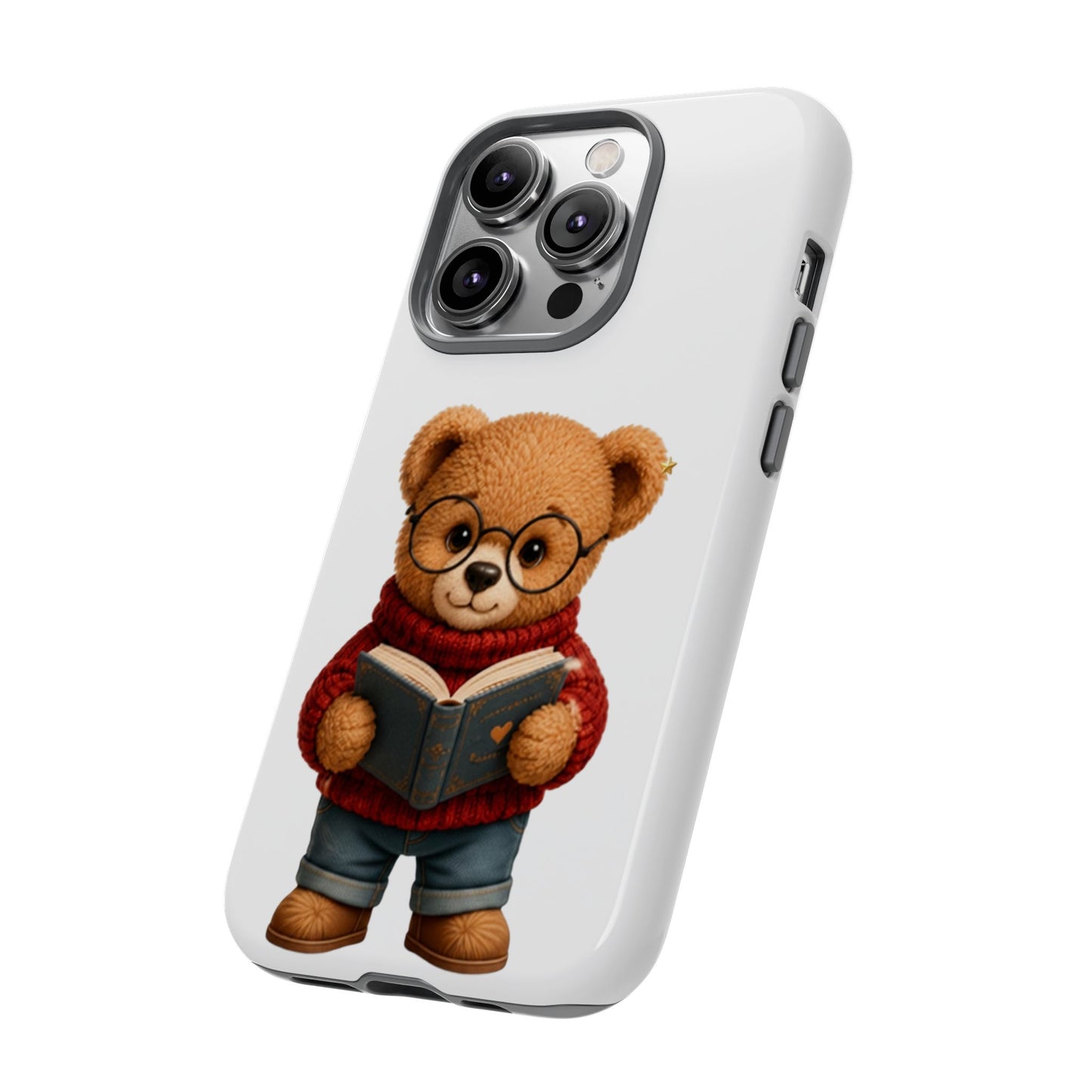 Personalized Teddy Bear Phone Case | Cute Book Lover iPhone & Samsung Case | Custom Name Floral