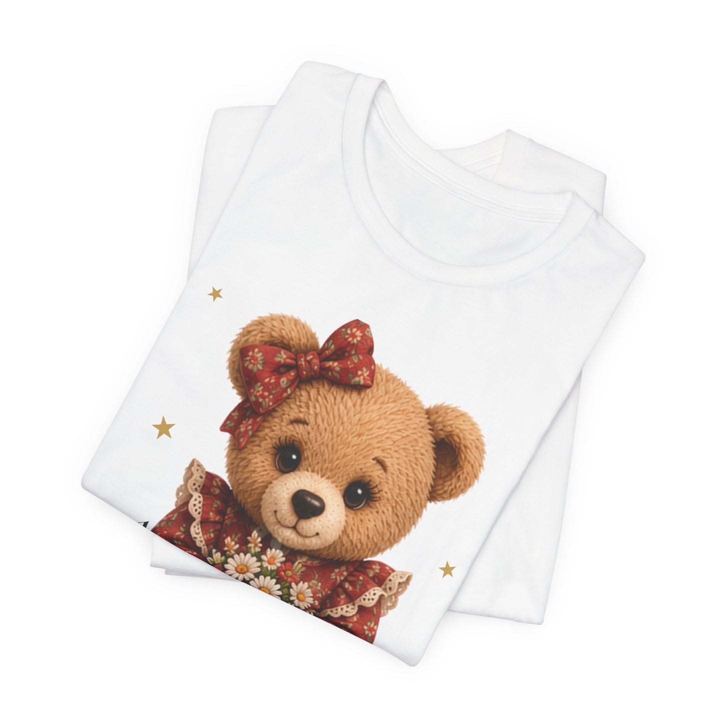 Personalized Teddy Bear Flower Shirt with Custom Name, Cute Bear Gift, Floral Teddy Bear T-Shirt