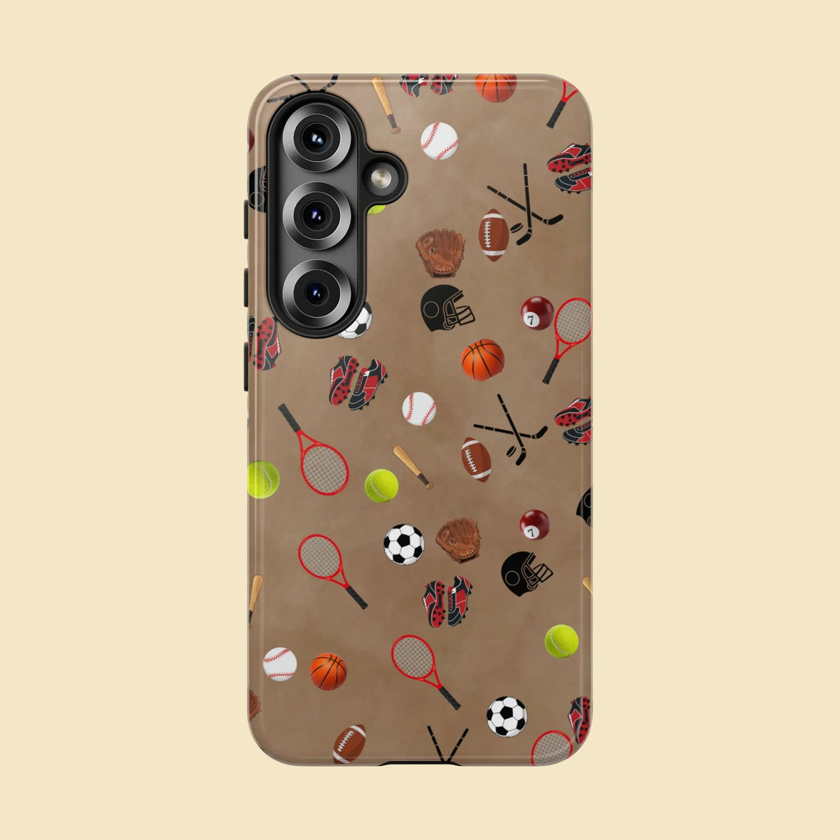 Sports Pattern Phone Case | Athletic iPhone & Samsung Tough Case | Soccer Baseball Basketball Tennis Football Design | Sports Lover Gift