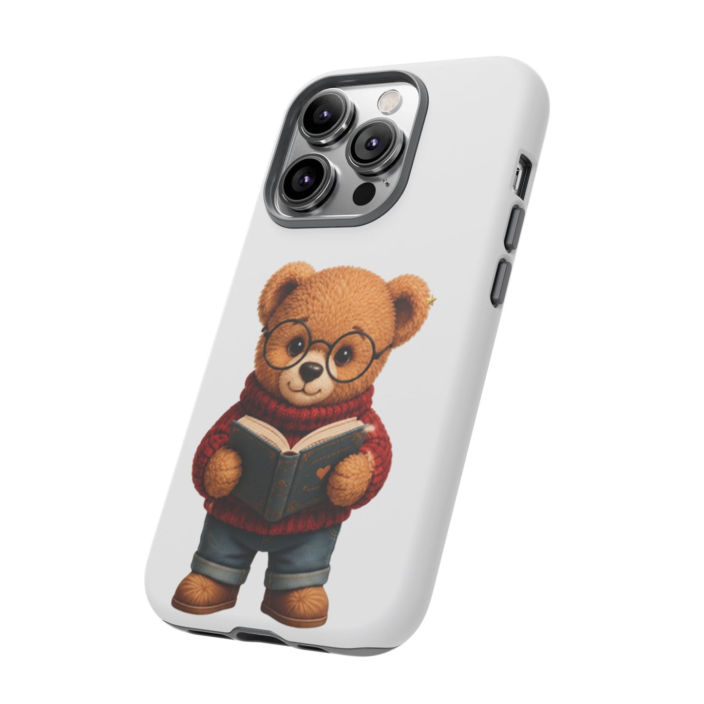 Personalized Teddy Bear Phone Case | Cute Book Lover iPhone & Samsung Case | Custom Name Floral