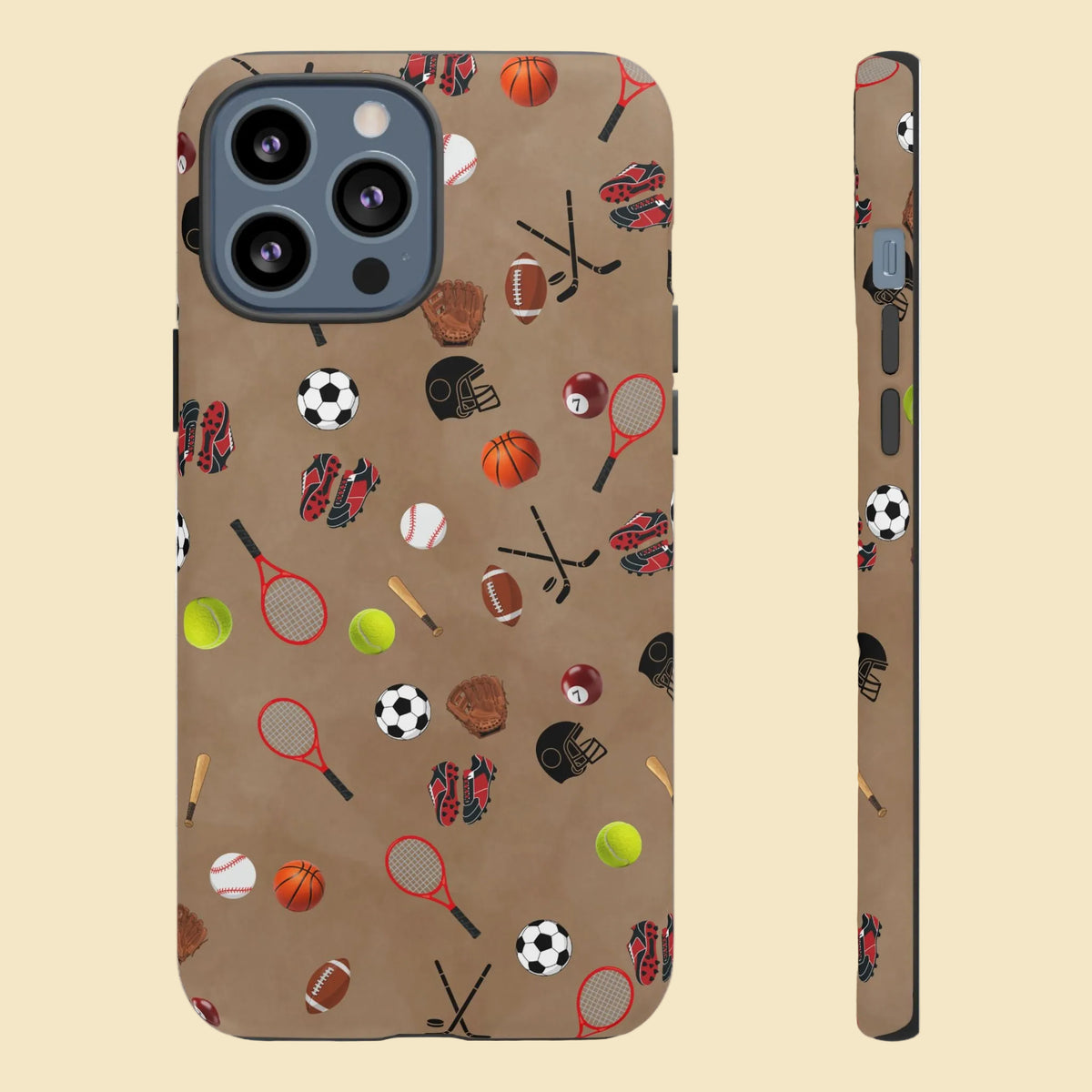 Sports Pattern Phone Case | Athletic iPhone & Samsung Tough Case | Soccer Baseball Basketball Tennis Football Design | Sports Lover Gift