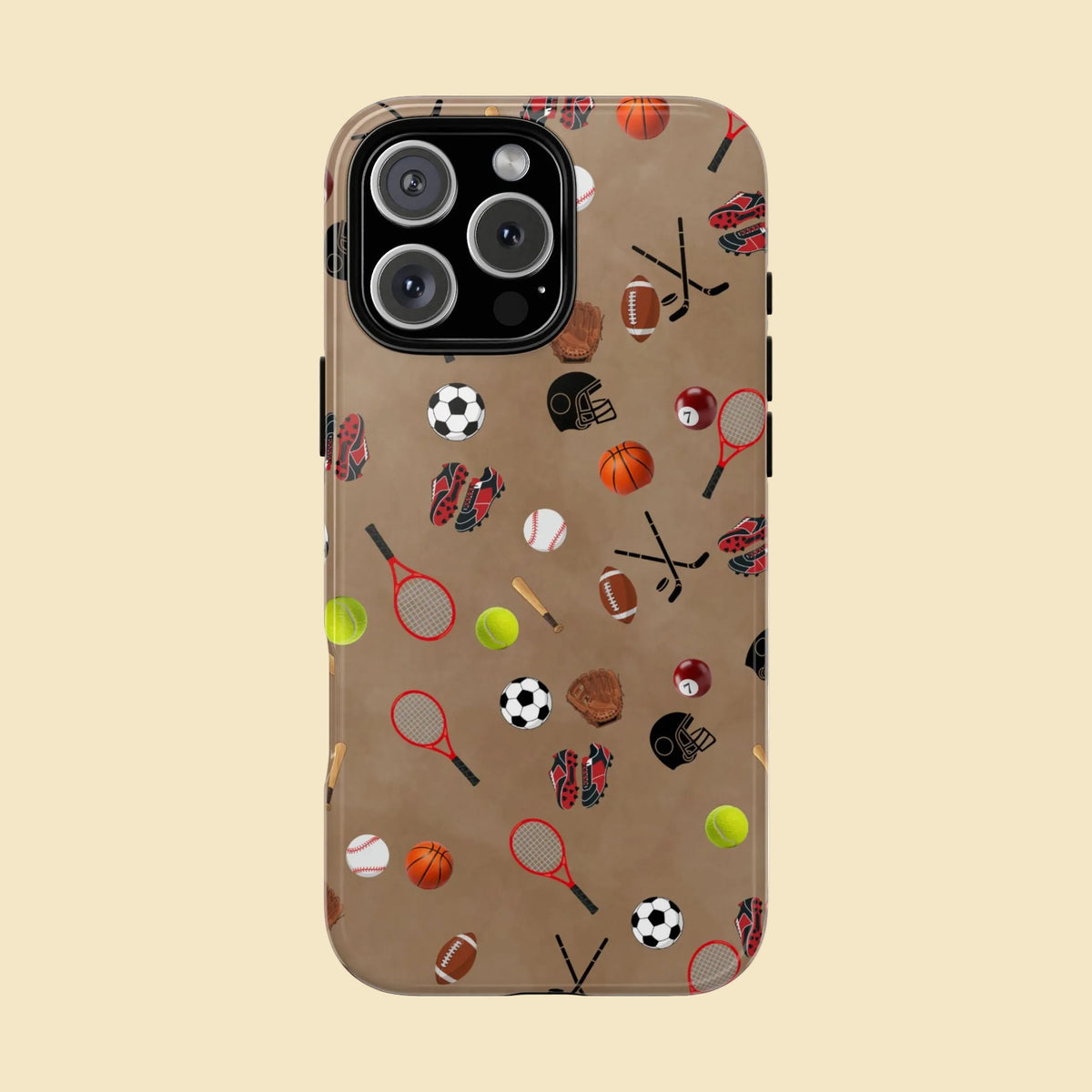 Sports Pattern Phone Case | Athletic iPhone & Samsung Tough Case | Soccer Baseball Basketball Tennis Football Design | Sports Lover Gift
