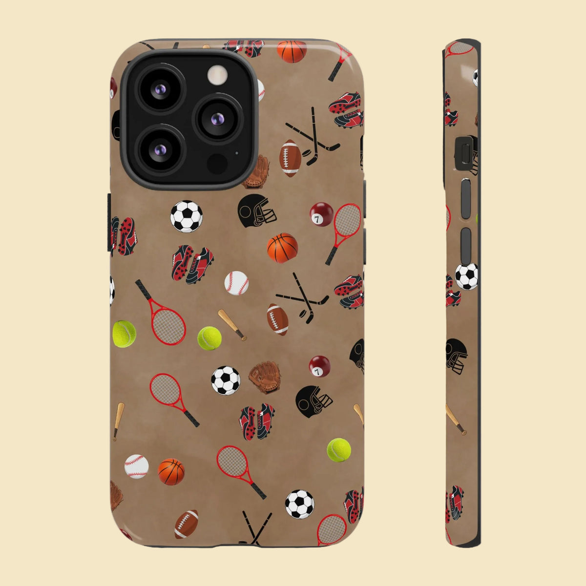 Sports Pattern Phone Case | Athletic iPhone & Samsung Tough Case | Soccer Baseball Basketball Tennis Football Design | Sports Lover Gift