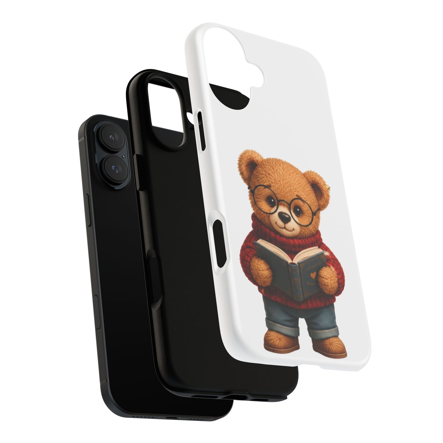 Personalized Teddy Bear Phone Case | Cute Book Lover iPhone & Samsung Case | Custom Name Floral