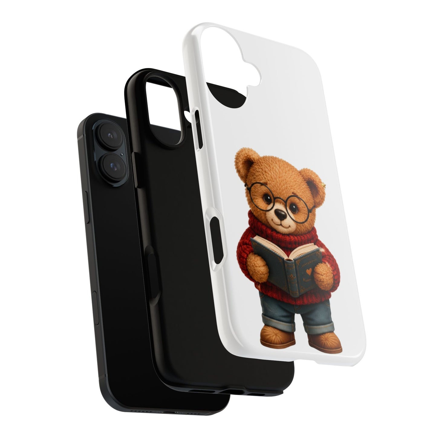 Personalized Teddy Bear Phone Case | Cute Book Lover iPhone & Samsung Case | Custom Name Floral