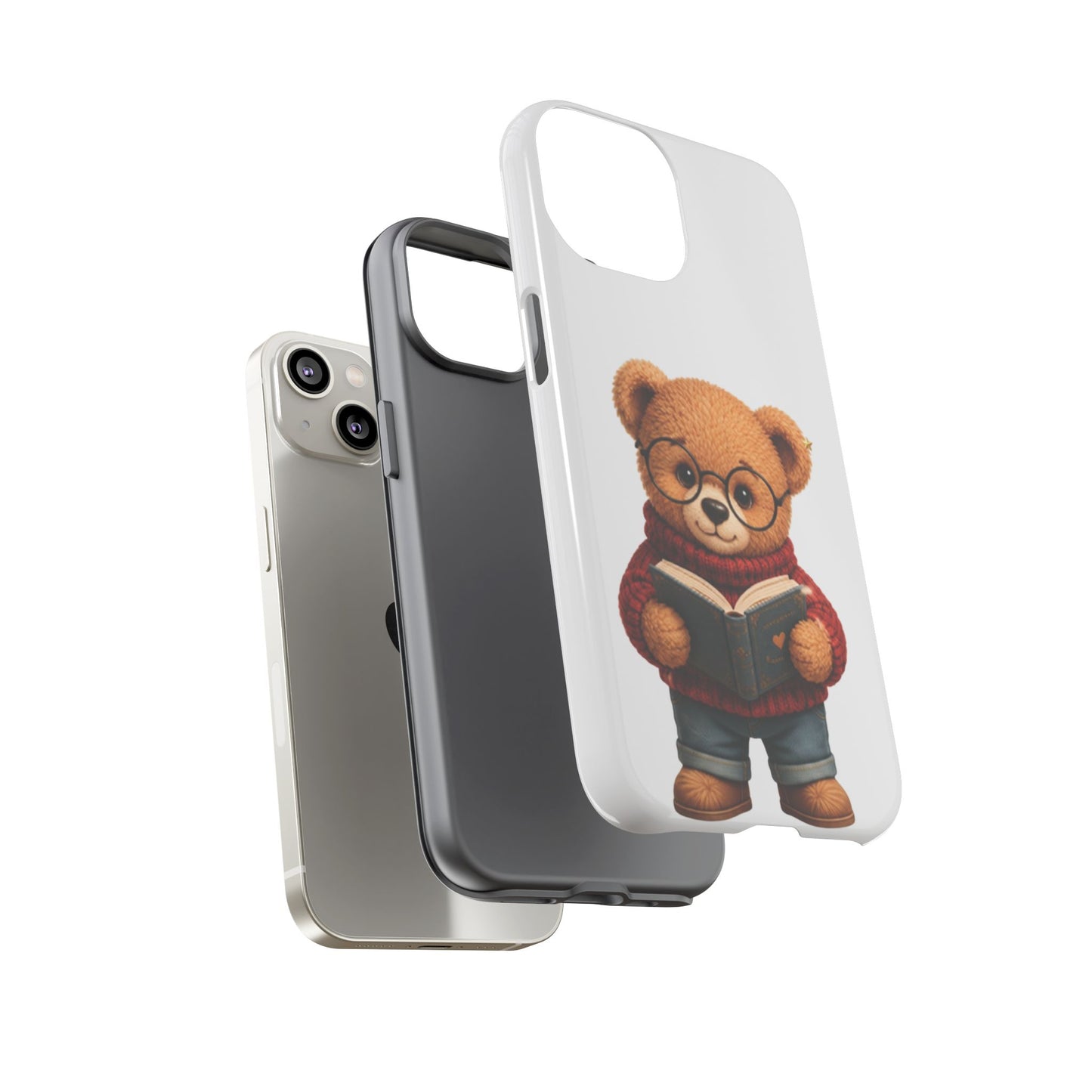 Personalized Teddy Bear Phone Case | Cute Book Lover iPhone & Samsung Case | Custom Name Floral