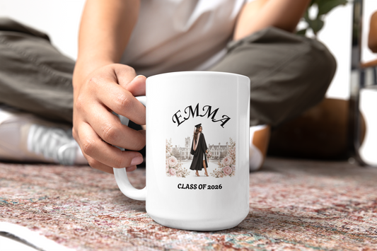 Personalized Graduation Mug | Class of 2026 Gift | Elegant College Graduate Mug Cup (11oz/15oz)