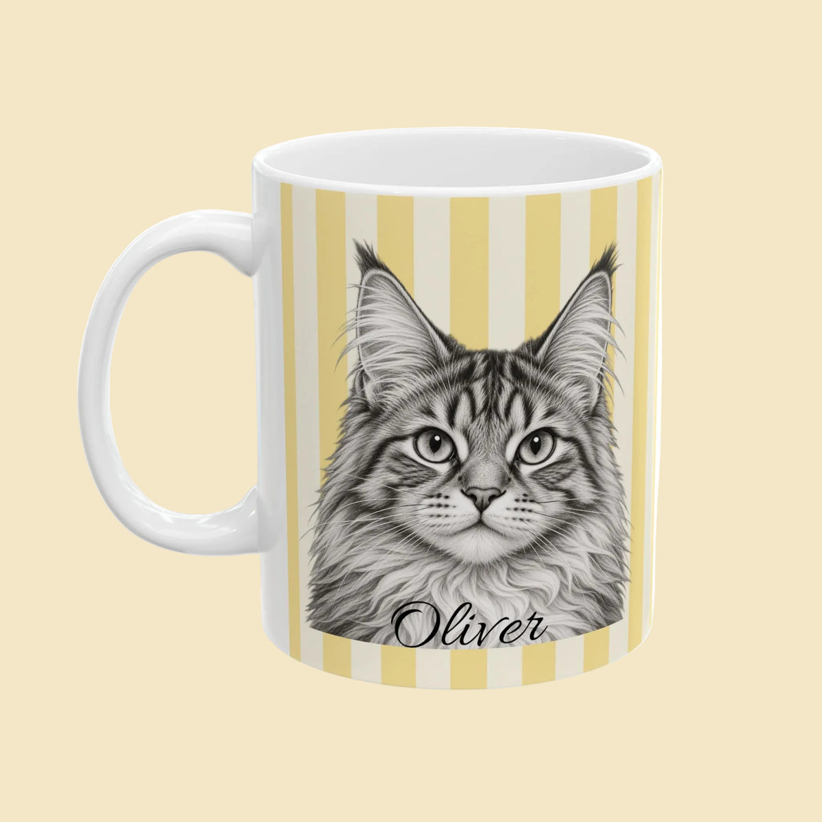 Personalized Maine Coon Mug, Custom Cat Name Coffee Cup, Maine Coon Lover Gift, Personalized Cat Mug