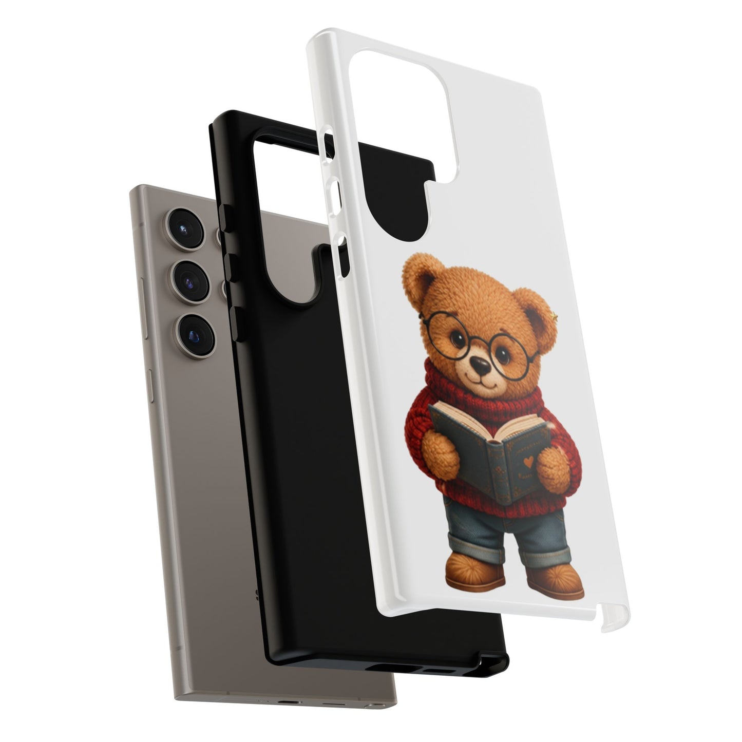 Personalized Teddy Bear Phone Case | Cute Book Lover iPhone & Samsung Case | Custom Name Floral