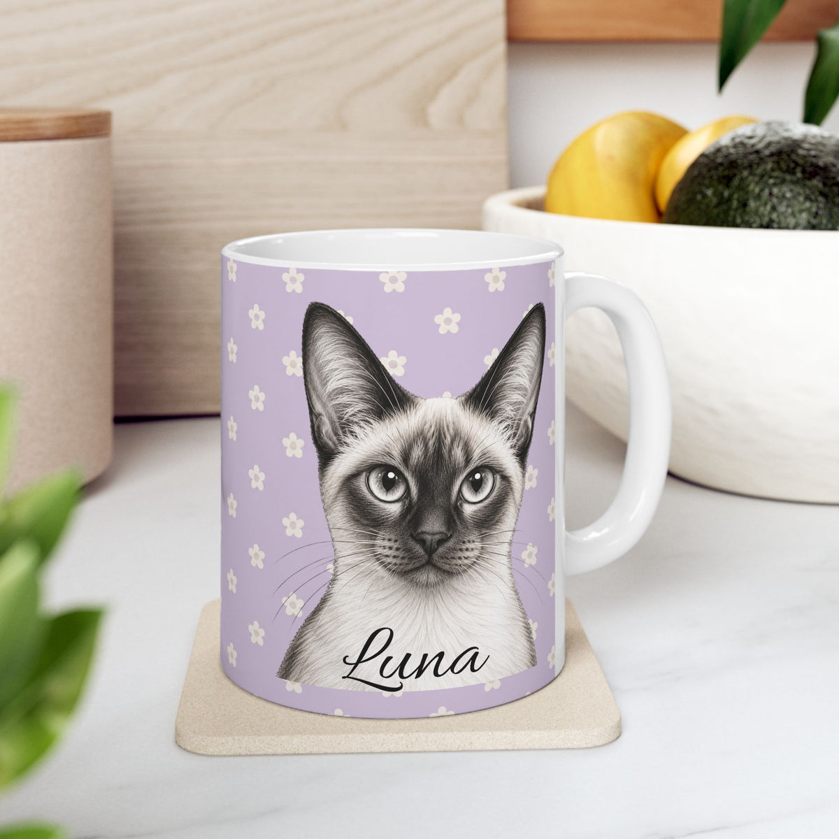 Personalized Siamese Cat Mug, Custom Cat Name Coffee Cup, Siamese Cat Lover Gift, Personalized Cat Mug