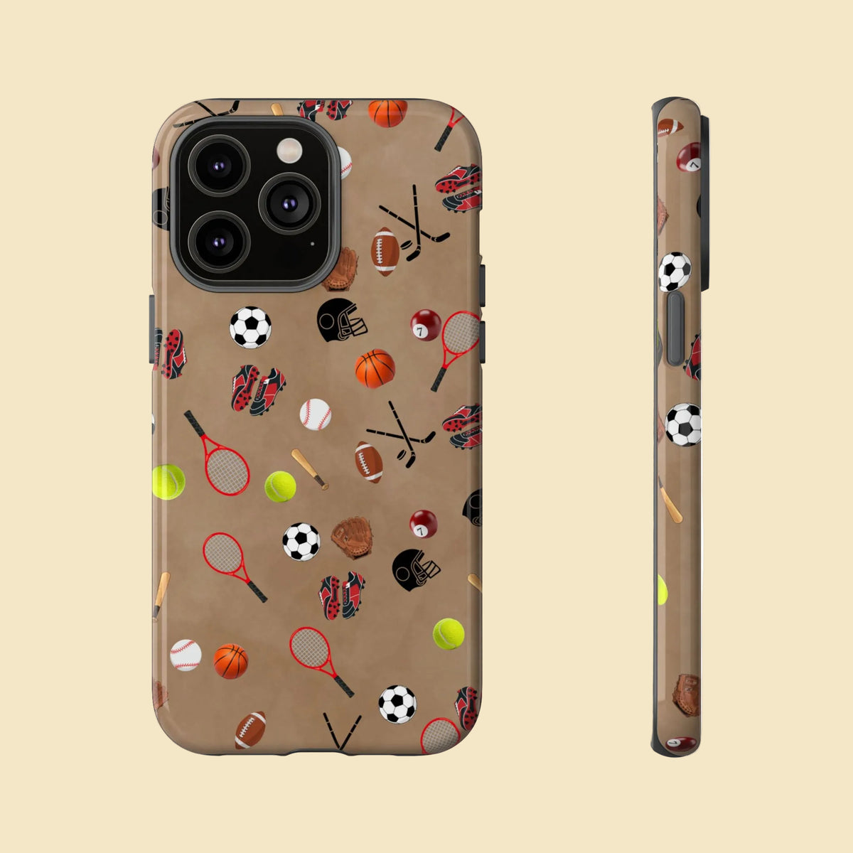 Sports Pattern Phone Case | Athletic iPhone & Samsung Tough Case | Soccer Baseball Basketball Tennis Football Design | Sports Lover Gift