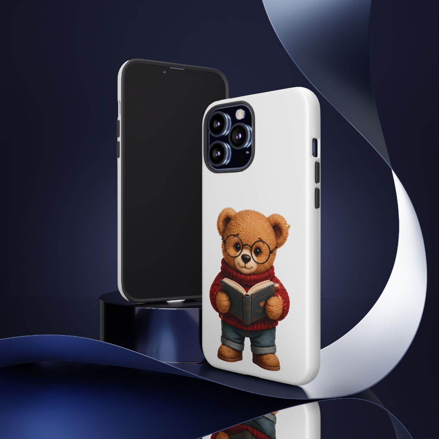 Personalized Teddy Bear Phone Case | Cute Book Lover iPhone & Samsung Case | Custom Name Floral