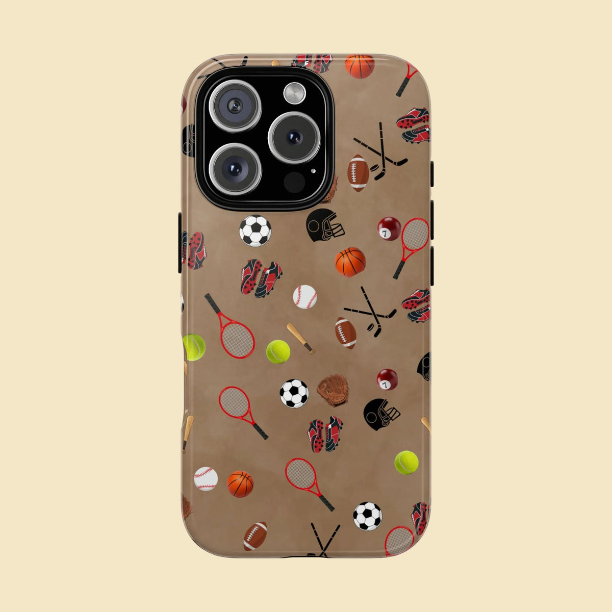 Sports Pattern Phone Case | Athletic iPhone & Samsung Tough Case | Soccer Baseball Basketball Tennis Football Design | Sports Lover Gift
