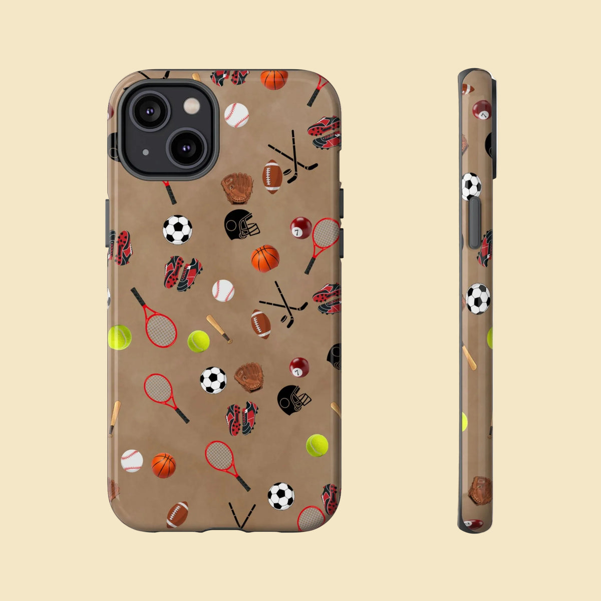 Sports Pattern Phone Case | Athletic iPhone & Samsung Tough Case | Soccer Baseball Basketball Tennis Football Design | Sports Lover Gift