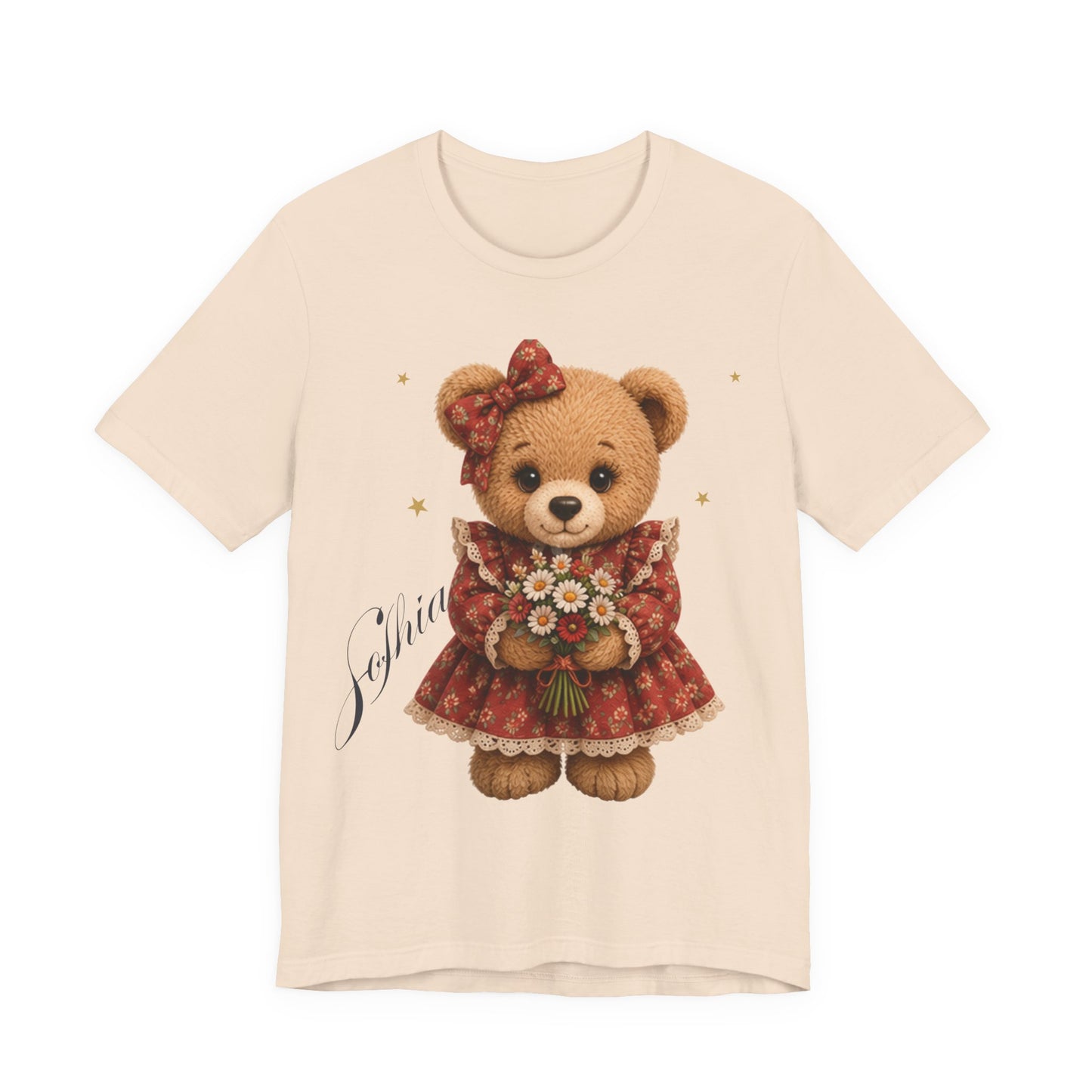 Personalized Teddy Bear Flower Shirt with Custom Name, Cute Bear Gift, Floral Teddy Bear T-Shirt