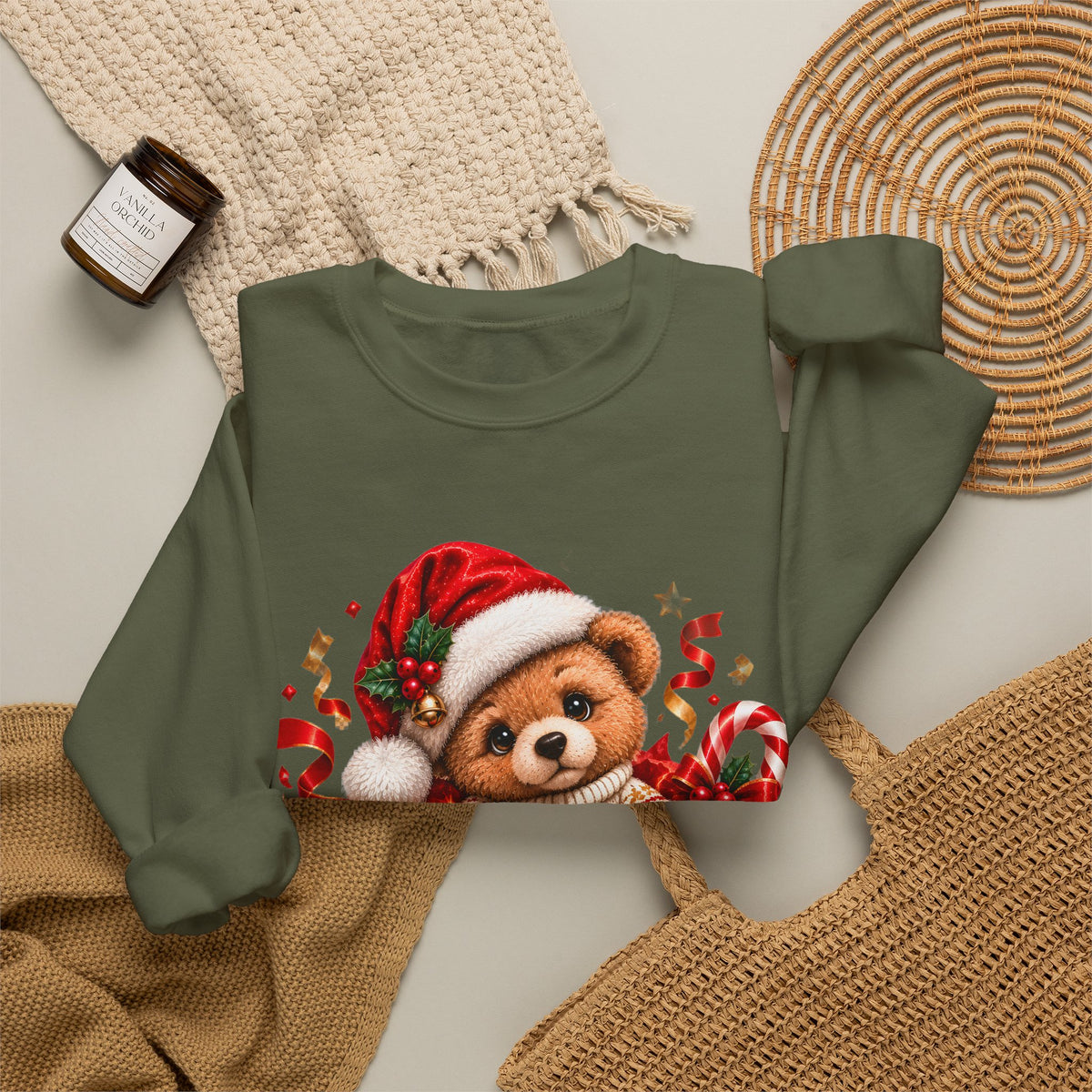 Christmas Bear Sweatshirt, Cute Teddy Bear Crewneck, Holiday Sweatshirt, Christmas Gift, Cozy Winter Sweater