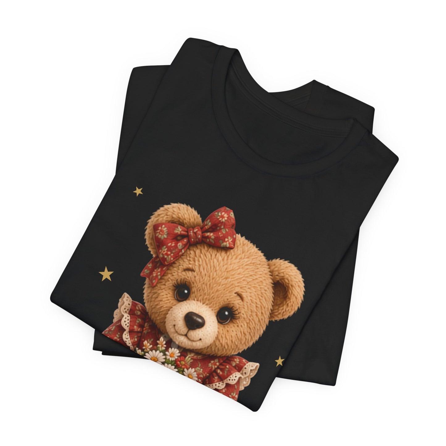 Personalized Teddy Bear Flower Shirt with Custom Name, Cute Bear Gift, Floral Teddy Bear T-Shirt