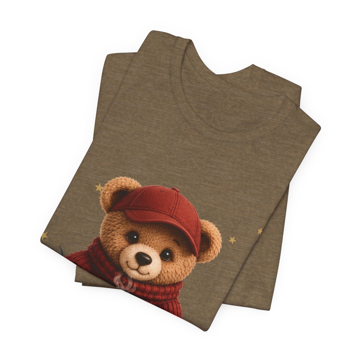 Personalized Teddy Bear Coffee Shirt with Custom Name, Cute Bear Gift, Teddy Bear in Cap T-Shirt