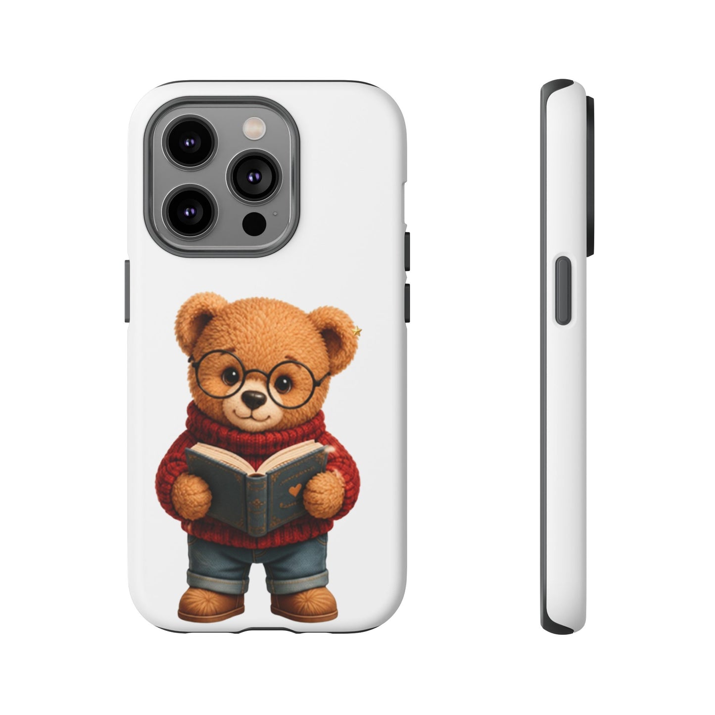 Personalized Teddy Bear Phone Case | Cute Book Lover iPhone & Samsung Case | Custom Name Floral