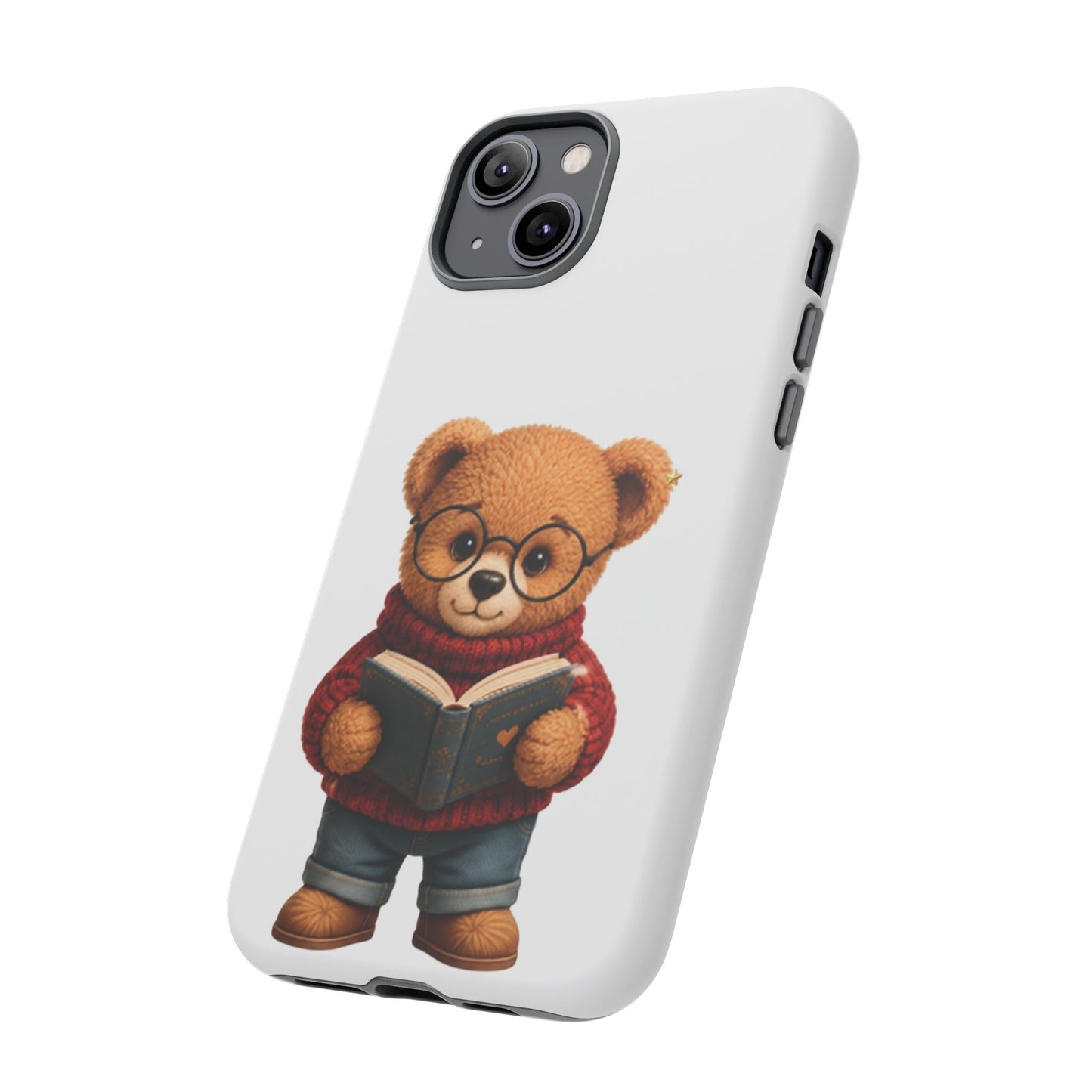 Personalized Teddy Bear Phone Case | Cute Book Lover iPhone & Samsung Case | Custom Name Floral