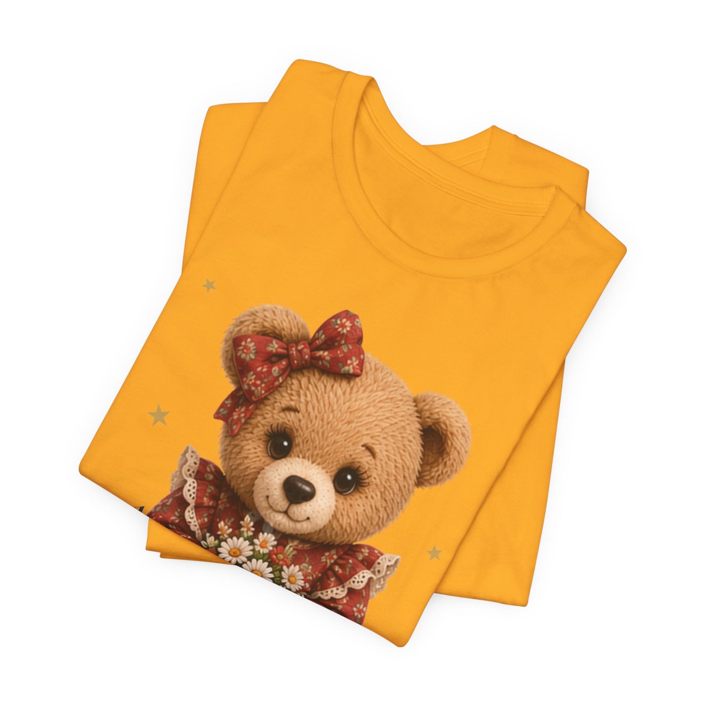 Personalized Teddy Bear Flower Shirt with Custom Name, Cute Bear Gift, Floral Teddy Bear T-Shirt