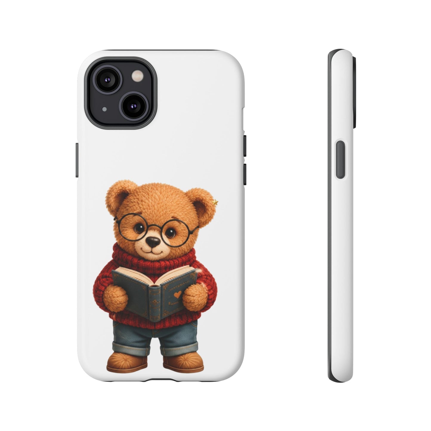 Personalized Teddy Bear Phone Case | Cute Book Lover iPhone & Samsung Case | Custom Name Floral