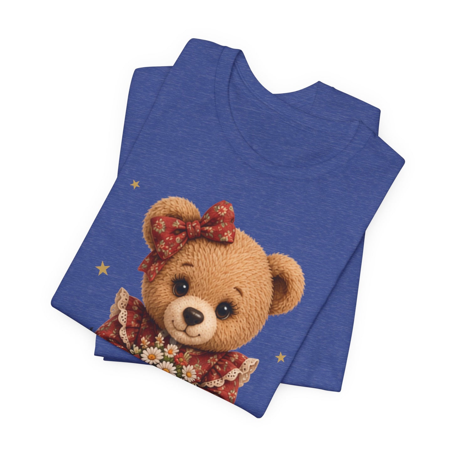 Personalized Teddy Bear Flower Shirt with Custom Name, Cute Bear Gift, Floral Teddy Bear T-Shirt