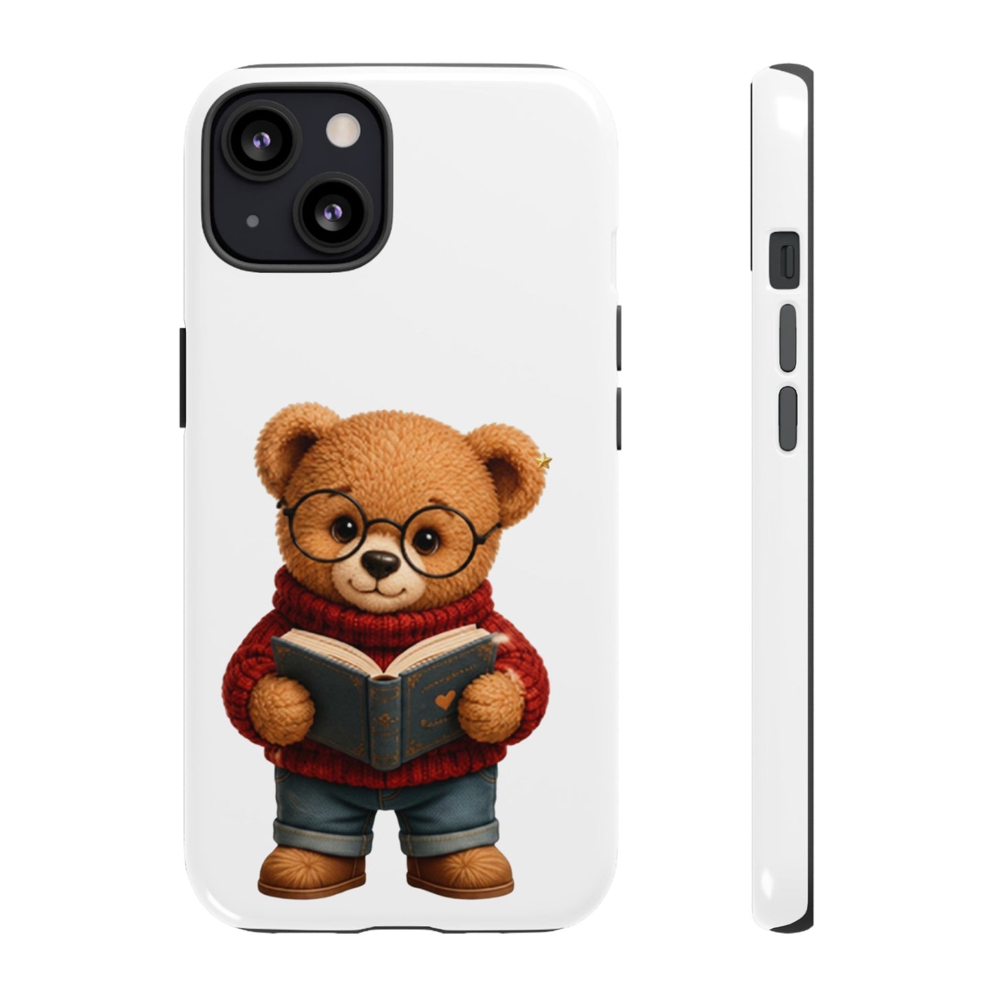 Personalized Teddy Bear Phone Case | Cute Book Lover iPhone & Samsung Case | Custom Name Floral