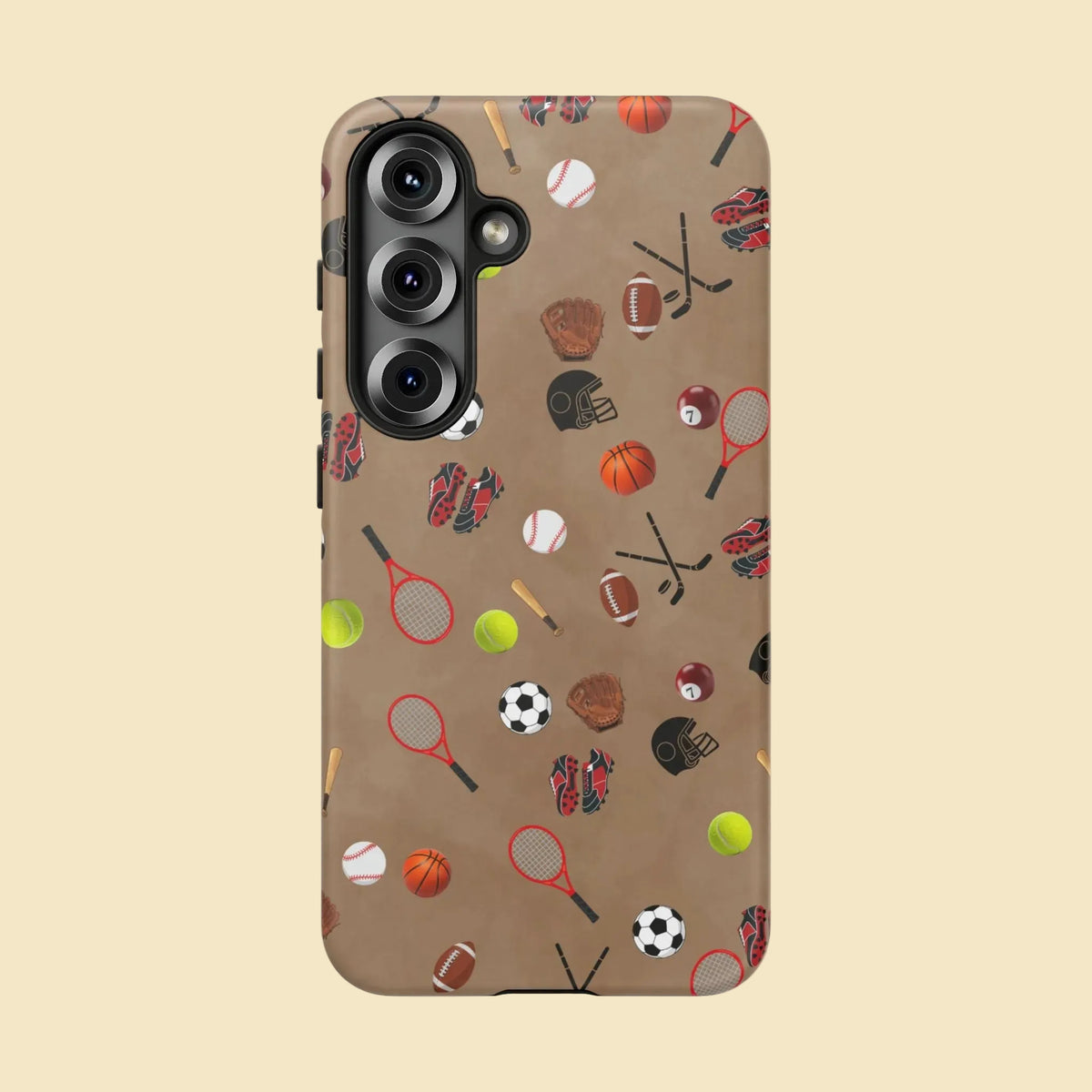 Sports Pattern Phone Case | Athletic iPhone & Samsung Tough Case | Soccer Baseball Basketball Tennis Football Design | Sports Lover Gift