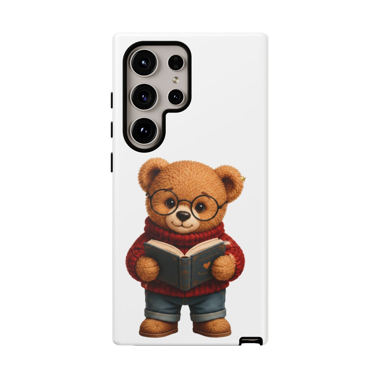 Personalized Teddy Bear Phone Case | Cute Book Lover iPhone & Samsung Case | Custom Name Floral