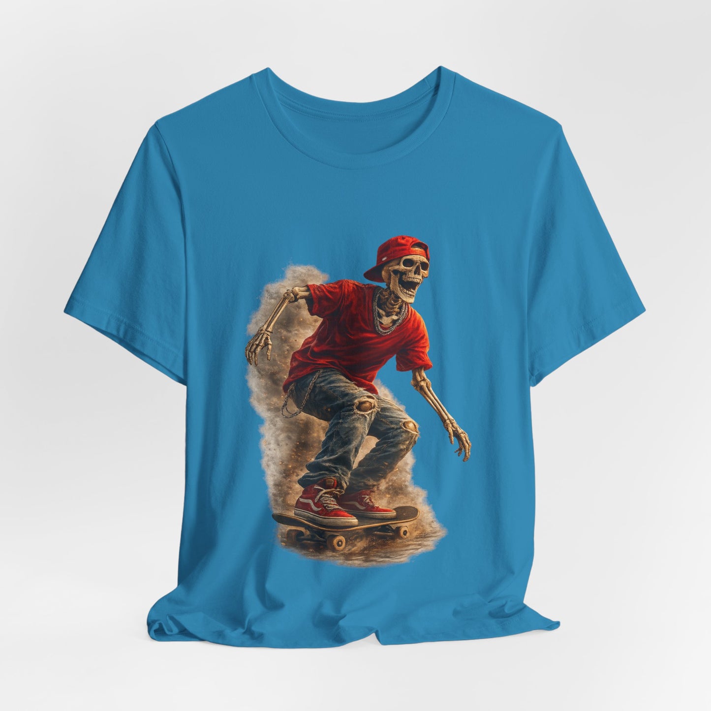 Skeleton Skateboard T-Shirt | Vintage Skater Graphic Tee | Streetwear Skeleton Shirt | Unisex Skateboarding