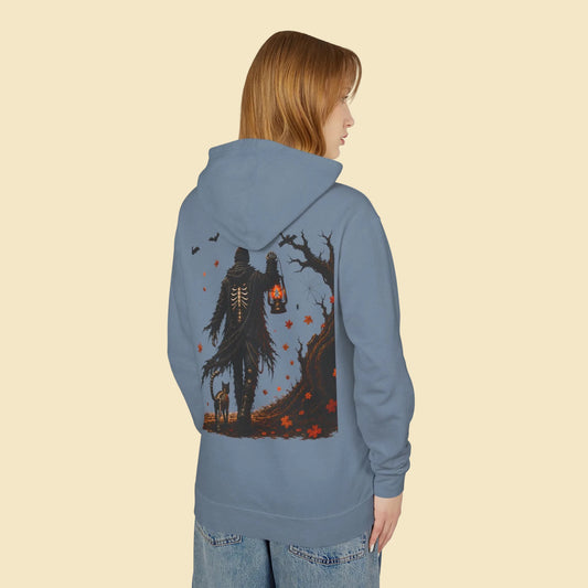 Skeleton Lantern Hoodie, Gothic Halloween Sweatshirt, Dark Fantasy Skeleton Cat Hoodie, Fall Graphic Hoodie