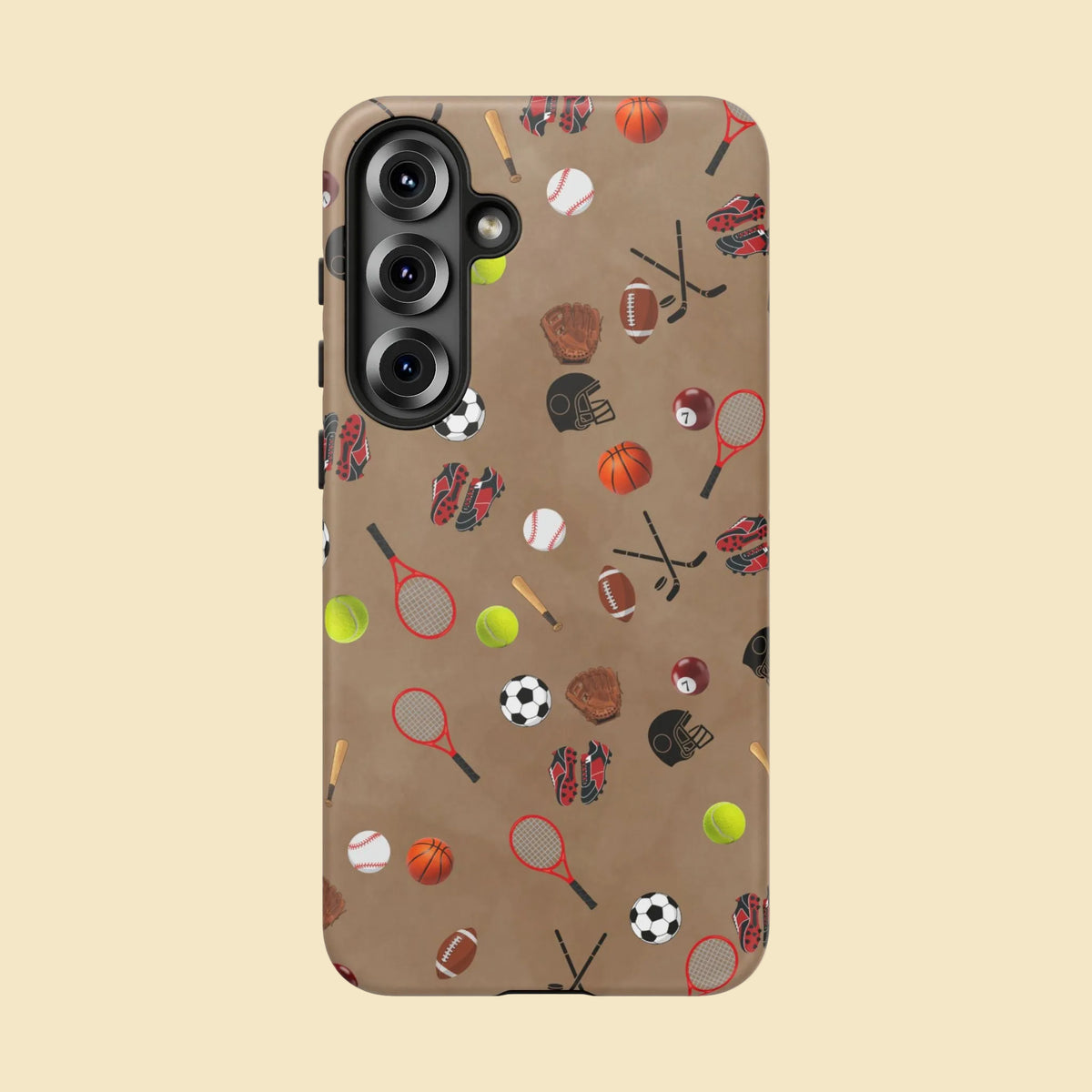 Sports Pattern Phone Case | Athletic iPhone & Samsung Tough Case | Soccer Baseball Basketball Tennis Football Design | Sports Lover Gift
