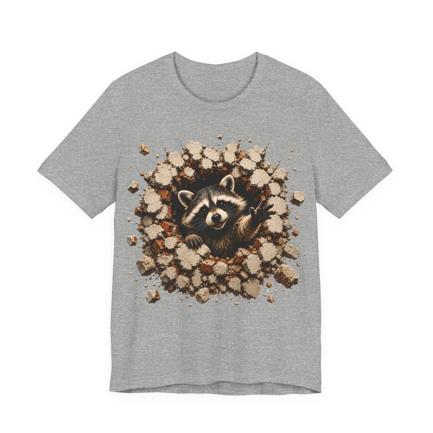 Cute Raccoon Breaking Wall T-Shirt | 3D Animal Graphic Tee
