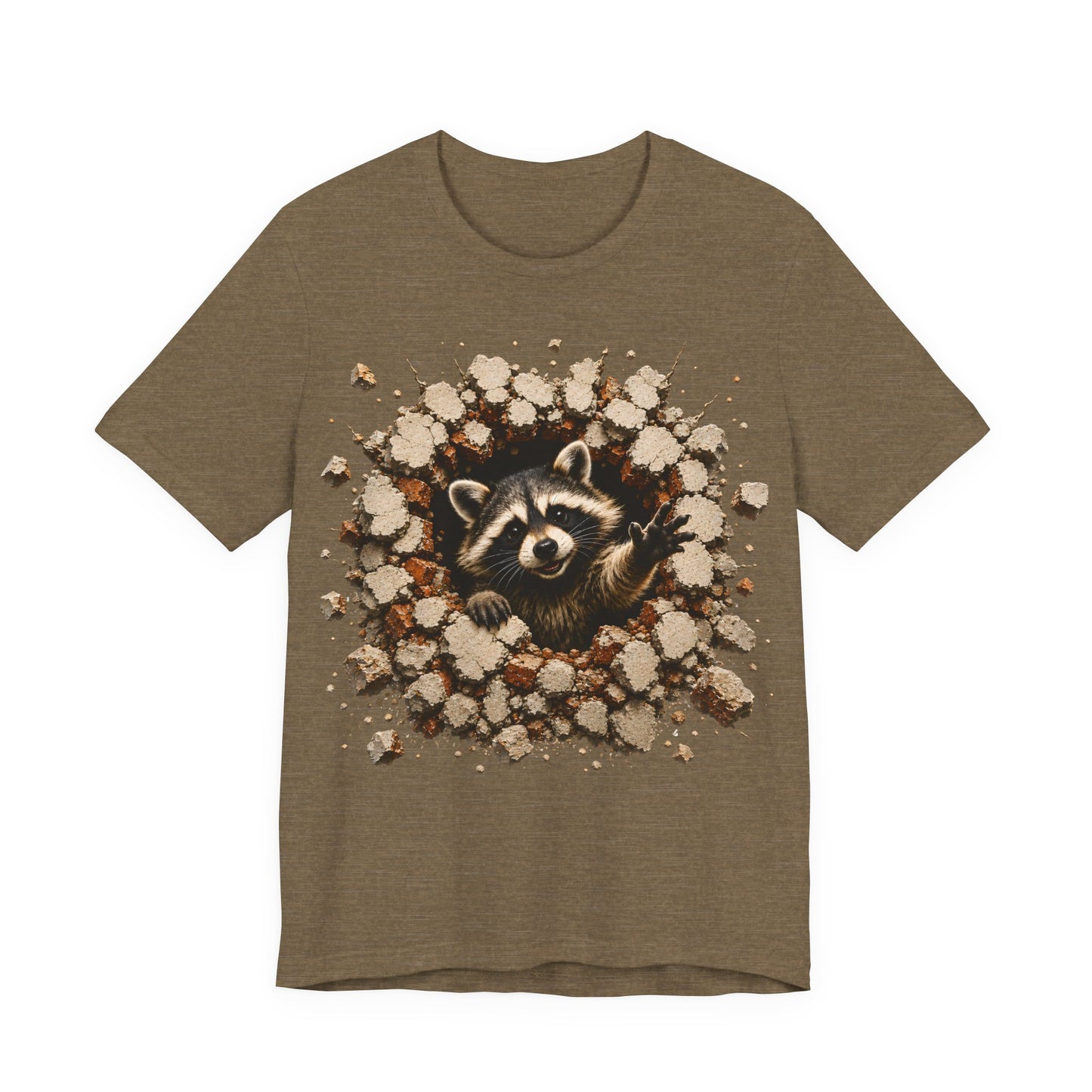 Cute Raccoon Breaking Wall T-Shirt | 3D Animal Graphic Tee