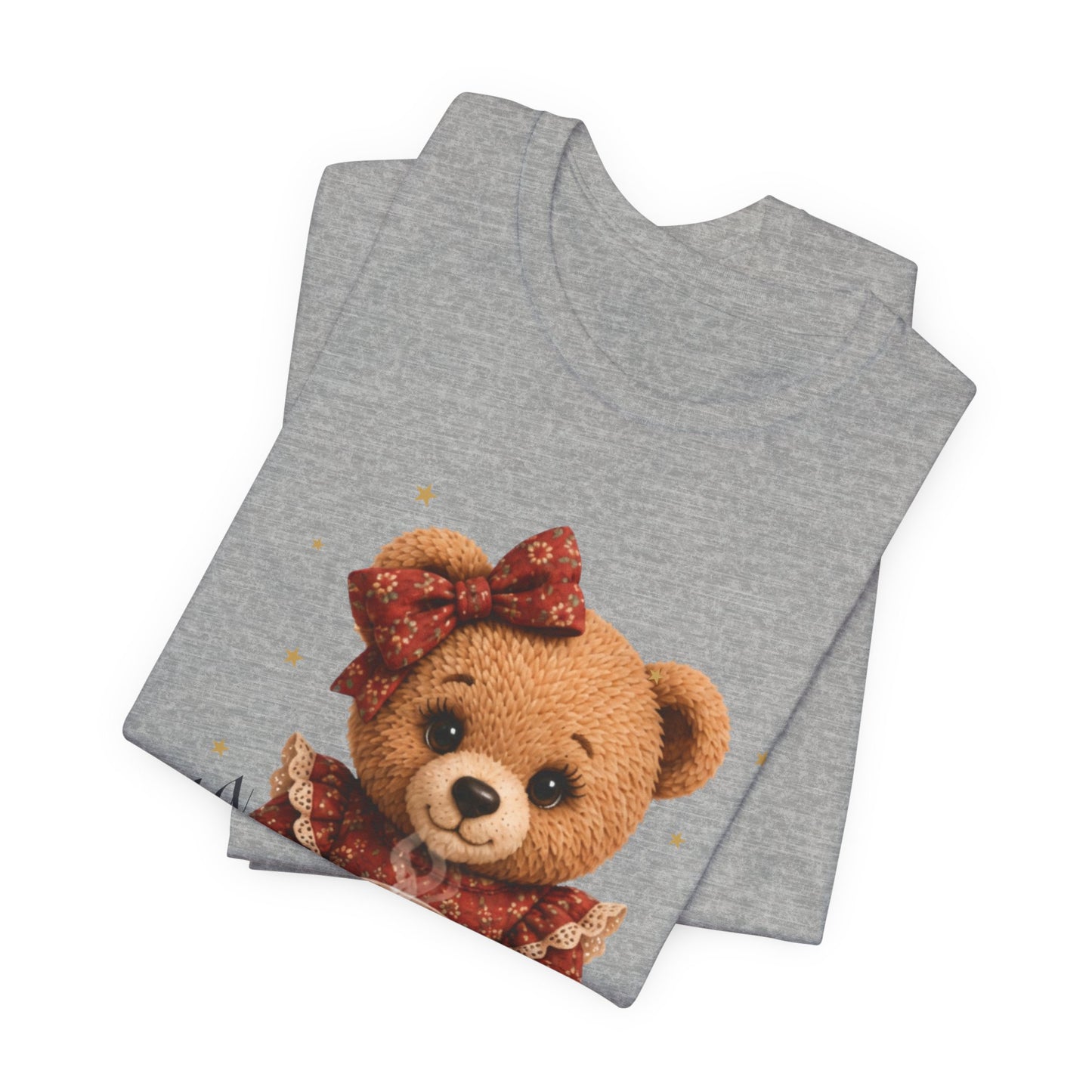 Personalized Teddy Bear Coffee Shirt with Custom Name, Cute Bear Gift, Floral Coffee Teddy Bear T-Shirt