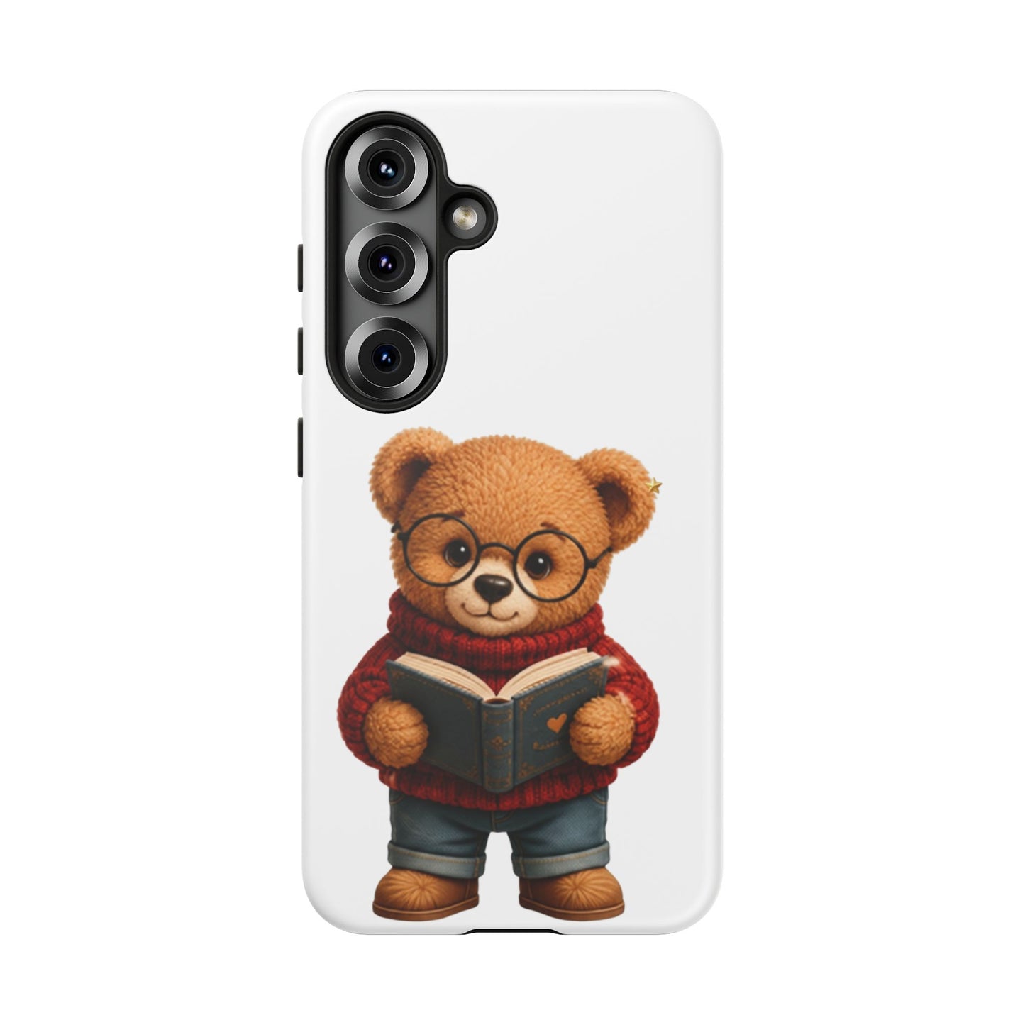 Personalized Teddy Bear Phone Case | Cute Book Lover iPhone & Samsung Case | Custom Name Floral