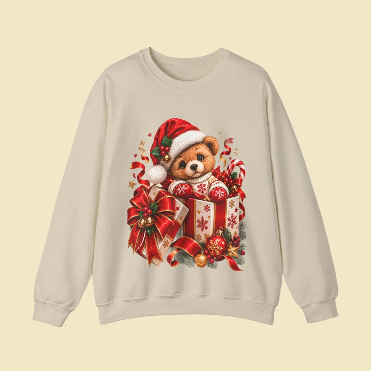 Christmas Bear Sweatshirt, Cute Teddy Bear Crewneck, Holiday Sweatshirt, Christmas Gift, Cozy Winter Sweater