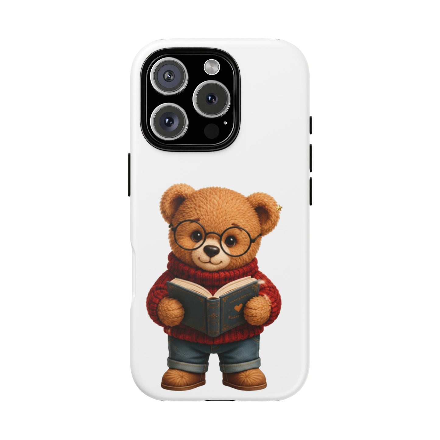 Personalized Teddy Bear Phone Case | Cute Book Lover iPhone & Samsung Case | Custom Name Floral
