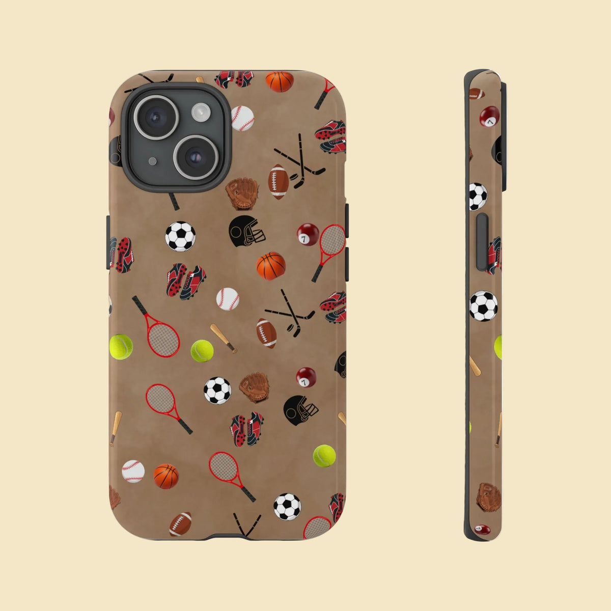 Sports Pattern Phone Case | Athletic iPhone & Samsung Tough Case | Soccer Baseball Basketball Tennis Football Design | Sports Lover Gift