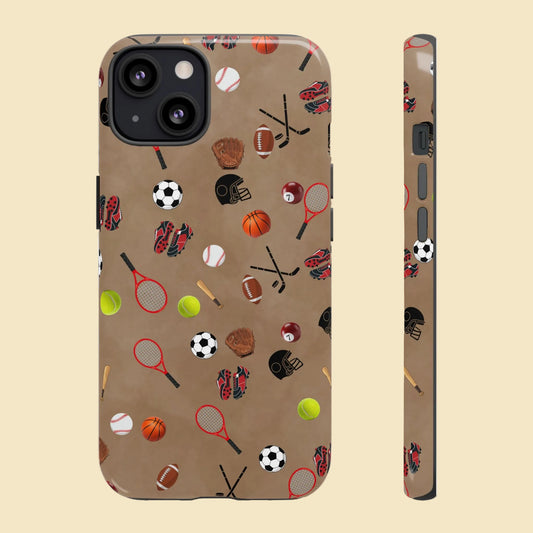 Sports Pattern Phone Case | Athletic iPhone & Samsung Tough Case | Soccer Baseball Basketball Tennis Football Design | Sports Lover Gift