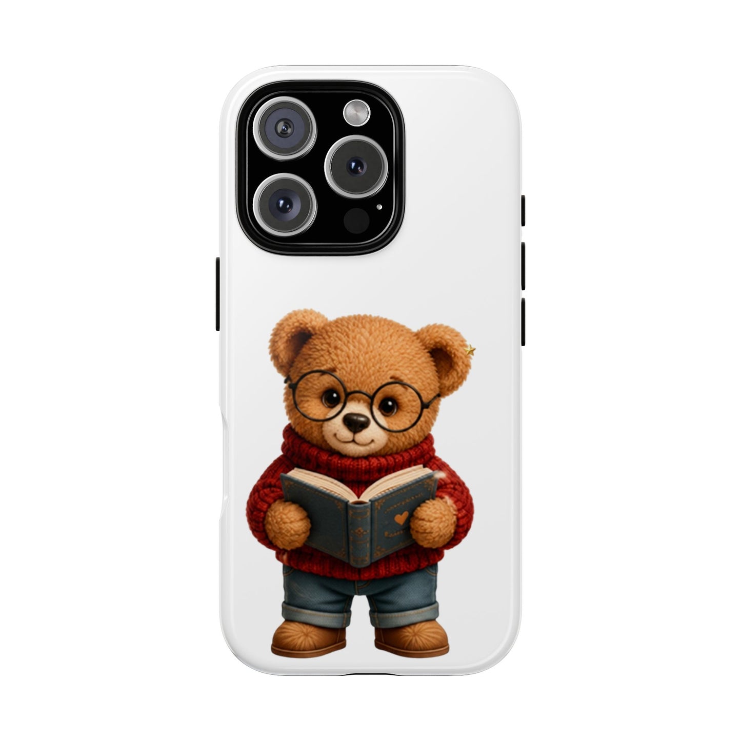 Personalized Teddy Bear Phone Case | Cute Book Lover iPhone & Samsung Case | Custom Name Floral
