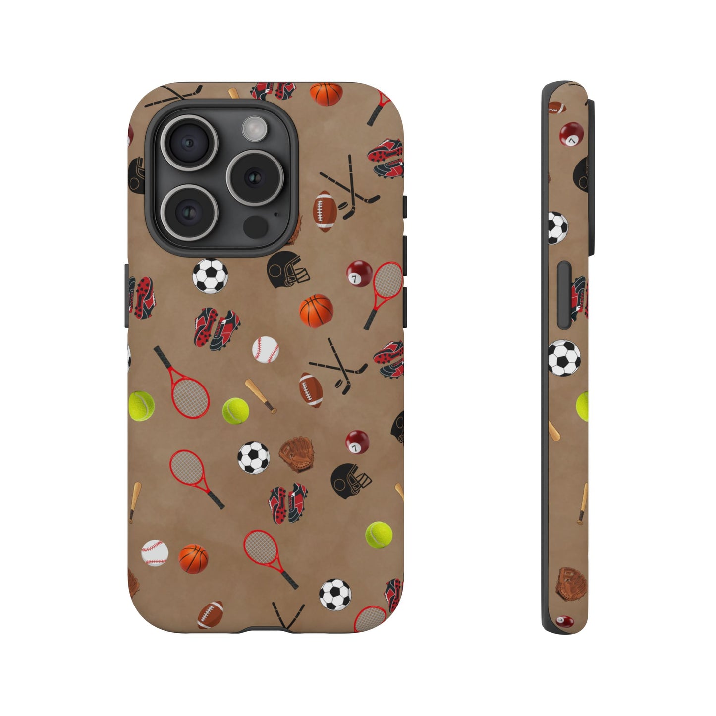 Sports Pattern Phone Case | Athletic iPhone & Samsung Tough Case | Soccer Baseball Basketball Tennis Football Design | Sports Lover Gift