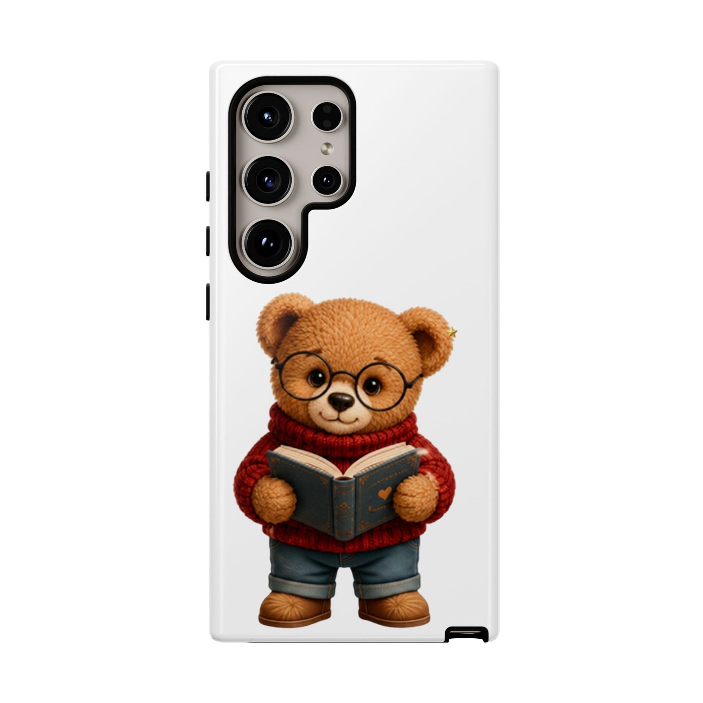 Personalized Teddy Bear Phone Case | Cute Book Lover iPhone & Samsung Case | Custom Name Floral