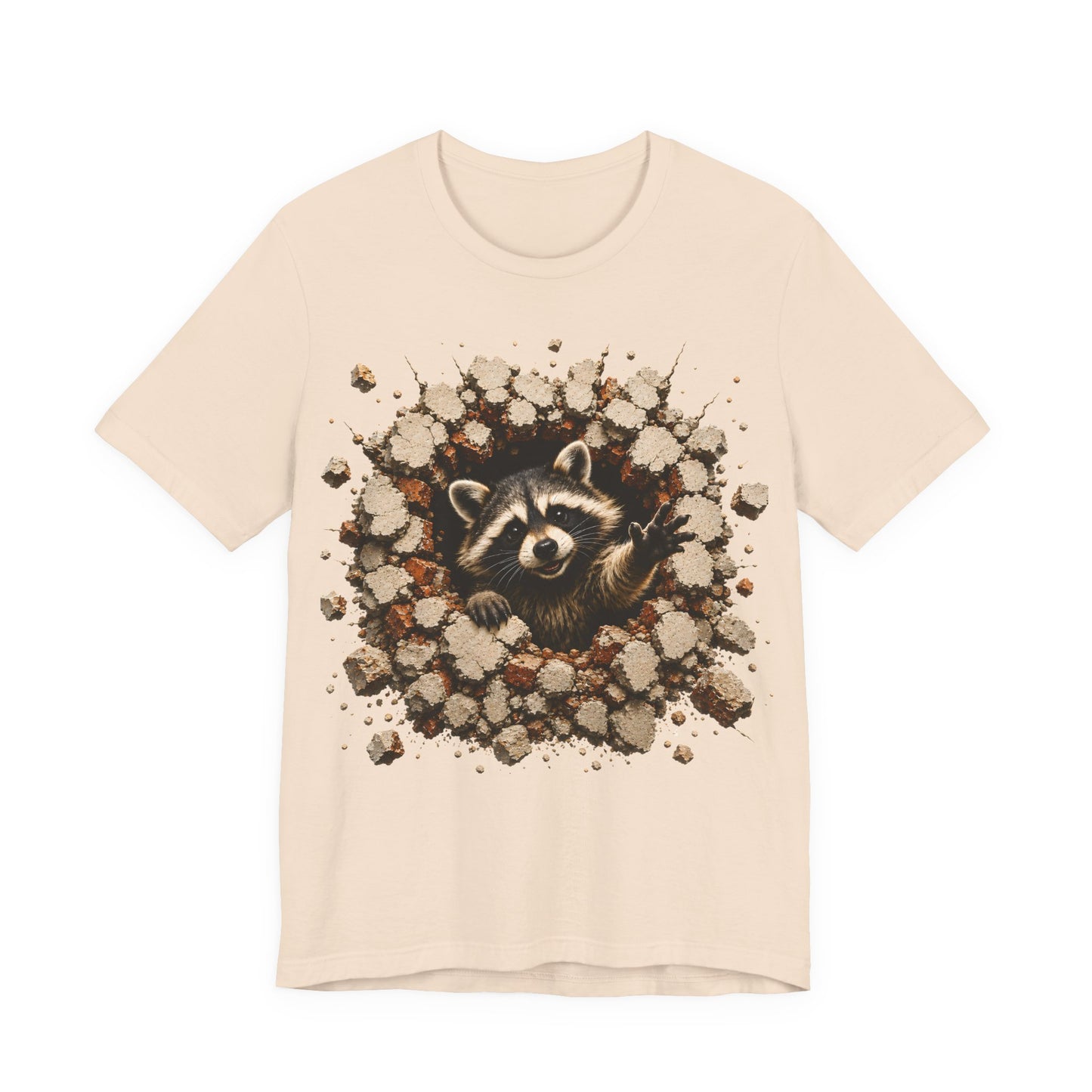 Cute Raccoon Breaking Wall T-Shirt | 3D Animal Graphic Tee