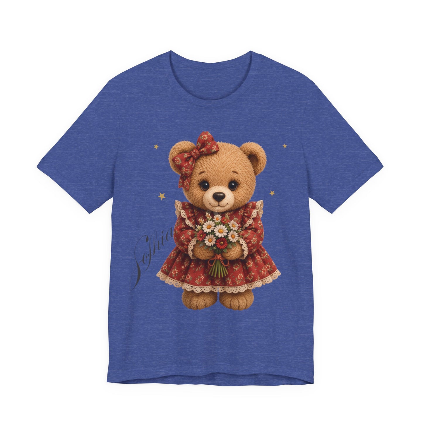 Personalized Teddy Bear Flower Shirt with Custom Name, Cute Bear Gift, Floral Teddy Bear T-Shirt