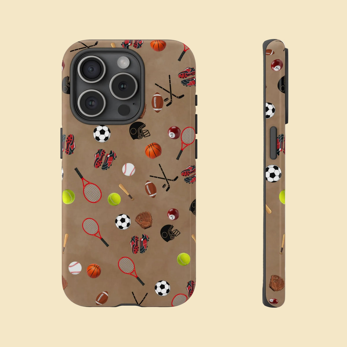 Sports Pattern Phone Case | Athletic iPhone & Samsung Tough Case | Soccer Baseball Basketball Tennis Football Design | Sports Lover Gift