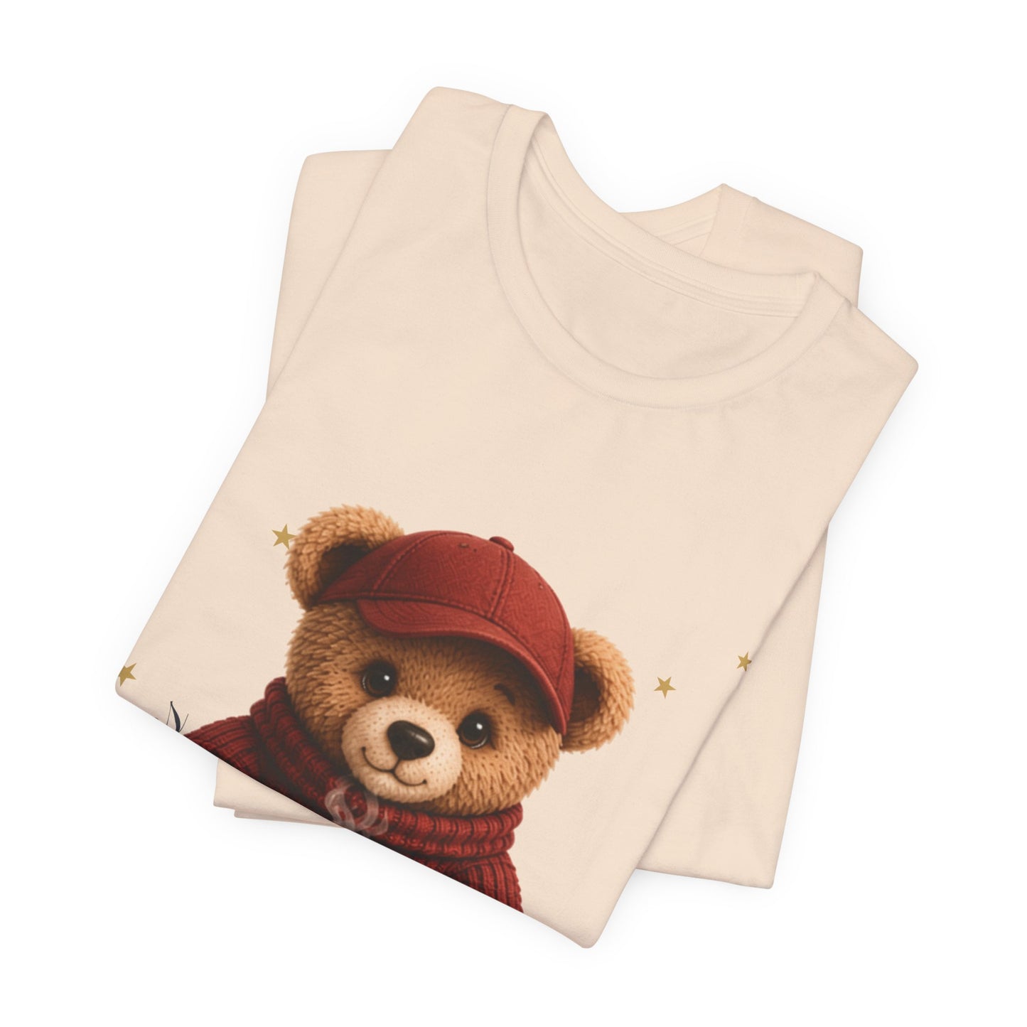 Personalized Teddy Bear Coffee Shirt with Custom Name, Cute Bear Gift, Teddy Bear in Cap T-Shirt