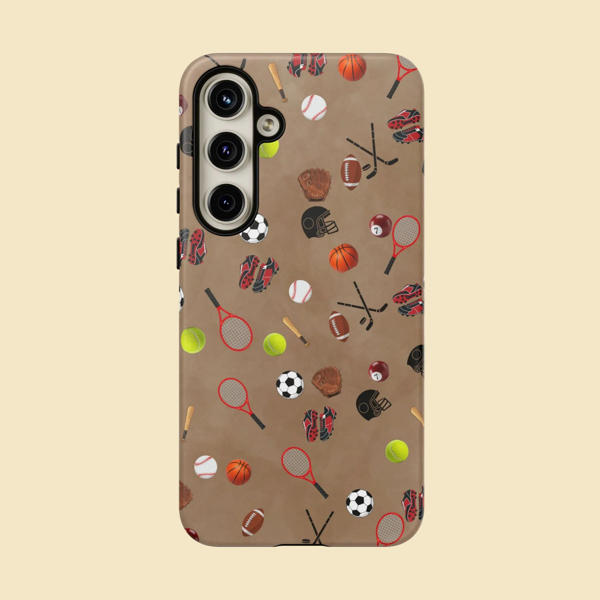 Sports Pattern Phone Case | Athletic iPhone & Samsung Tough Case | Soccer Baseball Basketball Tennis Football Design | Sports Lover Gift